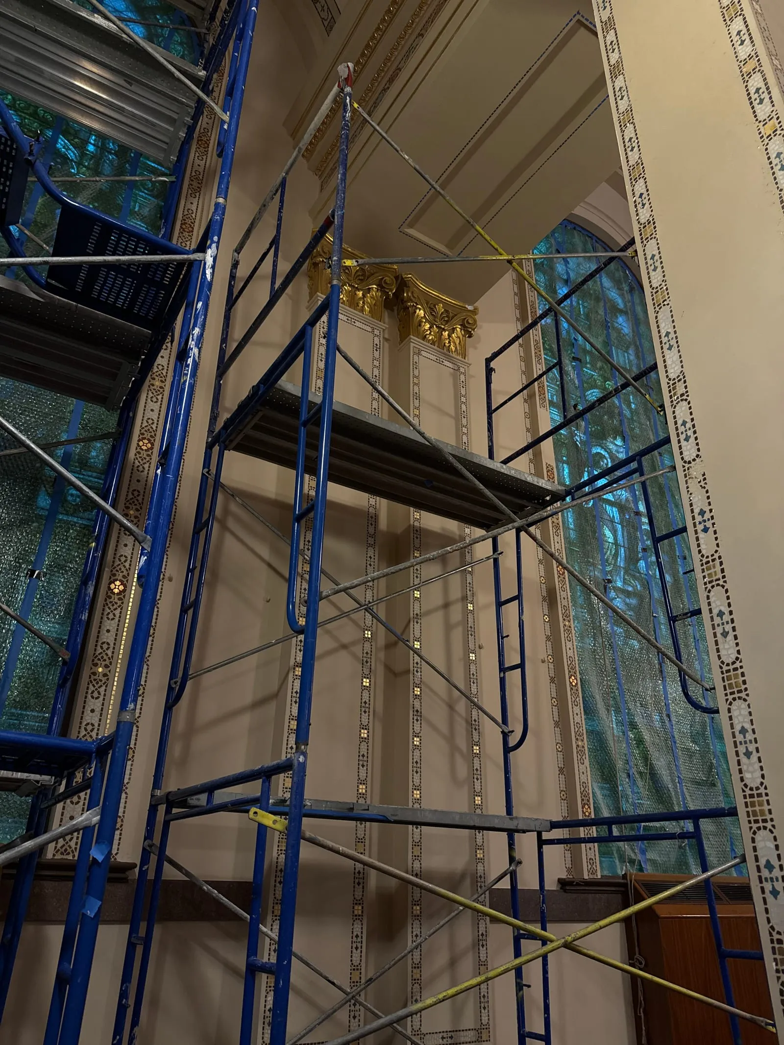 Mater Dolorosa Catholic Church: Gold Leaf Capitals in Progress